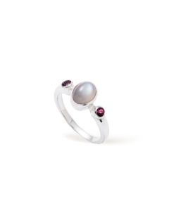 Pierscionki Berries&Co | Pierscionek Bonbon Grey Moonstone Silver 925 Srebro