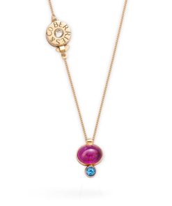 Naszyjniki Berries&Co | Naszyjnik Bonbon Pink Tourmaline Zlocenie 24K