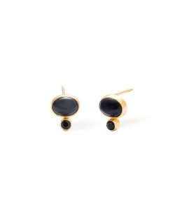 Kolczyki Berries&Co | Kolczyki Bonbon Black Onyx Zlocenie 24K