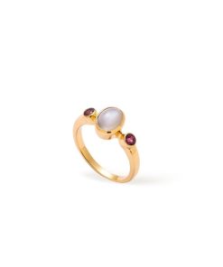 Pierscionki Berries&Co | Pierscionek Bonbon Grey Moonstone Zlocenie 24K