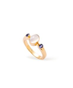 Pierscionki Berries&Co | Pierscionek Bonbon White Moonstone Zlocenie 24K